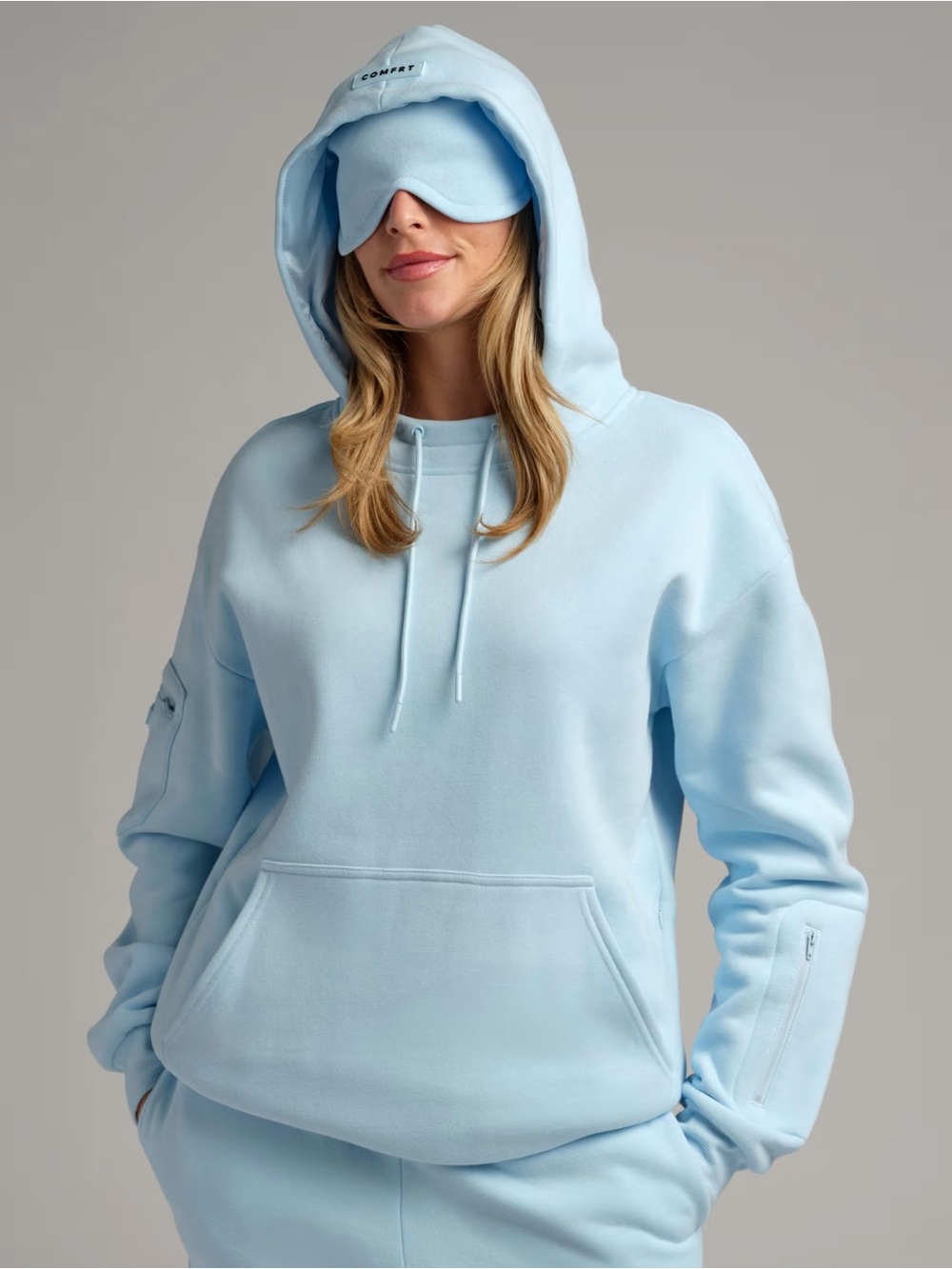 Women's Light Blue Hooded Set VIP Airplane Mode Hoodie and Sweatpants - Picture 3 of 12